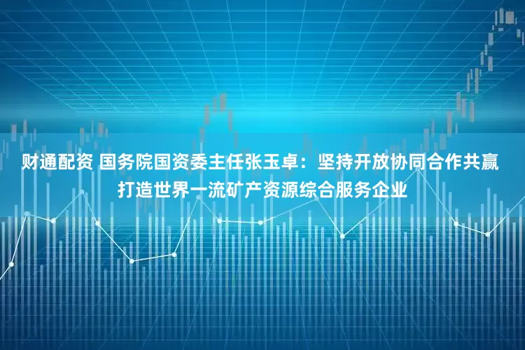 财通配资 国务院国资委主任张玉卓：坚持开放协同合作共赢 打造世界一流矿产资源综合服务企业