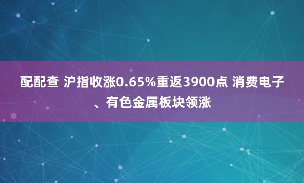 配配查 沪指收涨0.65%重返3900点 消费电子、有色金属板块领涨